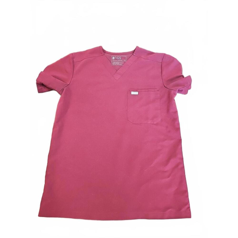 Figs Technical Collection Scrub Shirt Top Size XS Leon Maroon Pocket